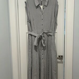 NWT Calvin Klein Women’s Plus Size 24 Striped Button Sleeveless Dress